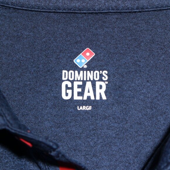 Dominos Pizza Employee Polo Mens Large Blue Gray Delivery Uniform Top - Picture 5 of 7